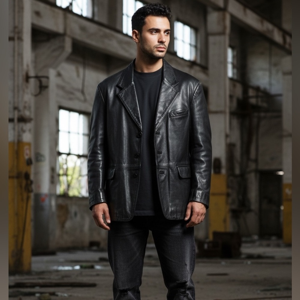 B3 Mens EMC Trendy 100% Genuine Leather Jacket XL